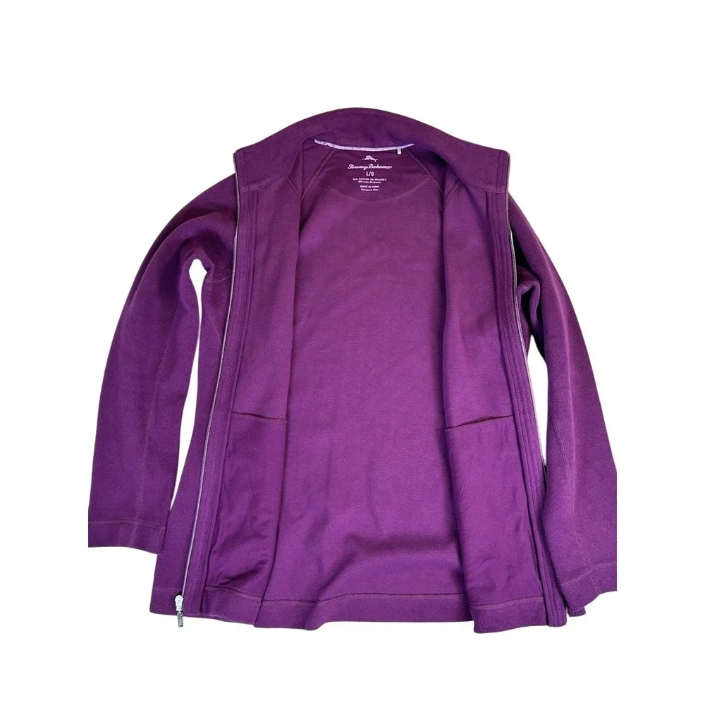 Tommy Bahama Aruba Full Zip Sweatshirt Jacket Purple‎ Size Large Pineapple Logo